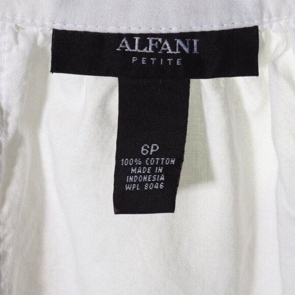 Alfani Tunic Top Size 6 P Womens Boho White with Gold Embroidery Pullover - Picture 9 of 11